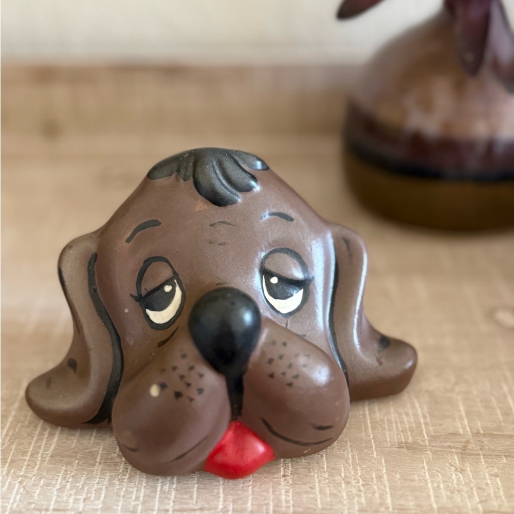 Vintage Brown Dog Head Ceramic Glasses Holder - Picture 8 of 9